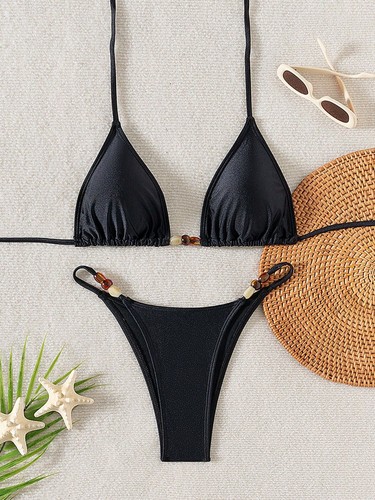Women black halter bikini - women's,